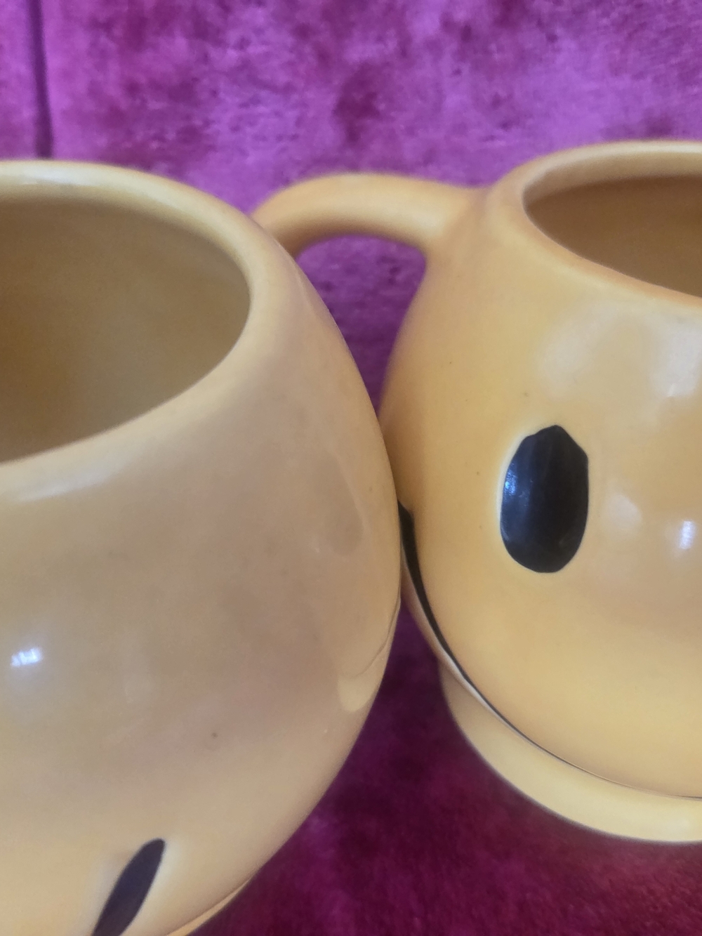 Mccoy Yellow Smiley Face Ceramic Mugs - Pair - Picture 2 of 3